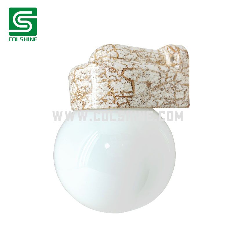 Ceramic Sauna Light Fixture with Opal Glass Globe 150mm